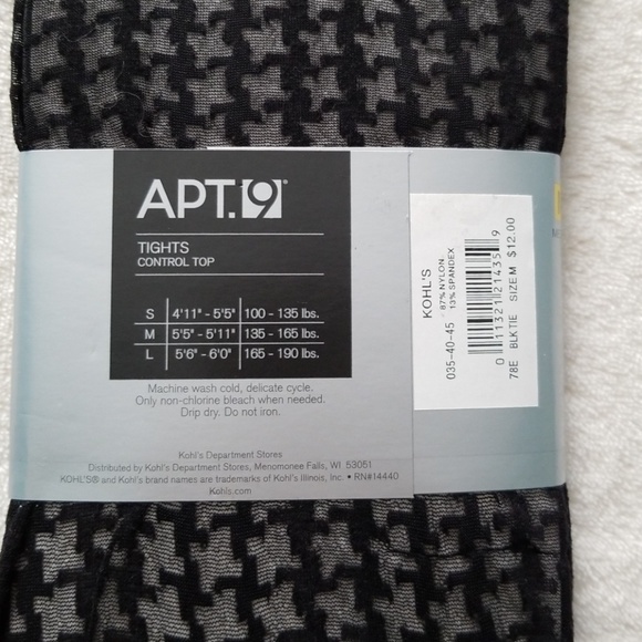 Apt. 9 Houndstooth Tights, Size M - Picture 2 of 3